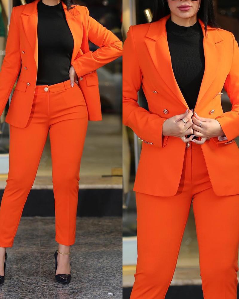 Casual Fashion Business Two Piece Blazer Pants Solid  Women's Suit 19