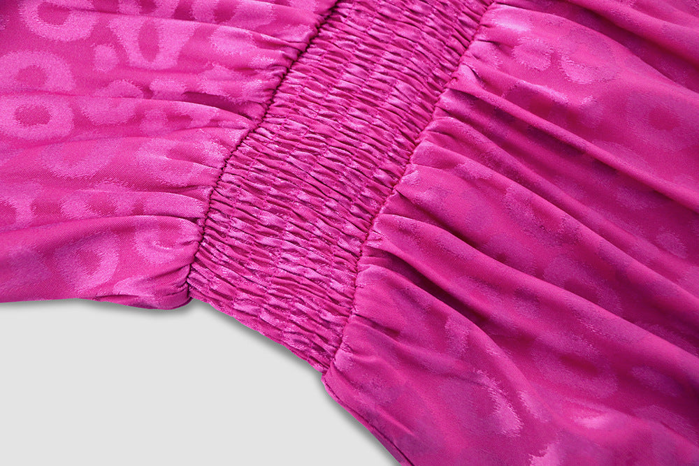 Plus Size Women V Neck Long Sleeve Leopard Print Dress 33