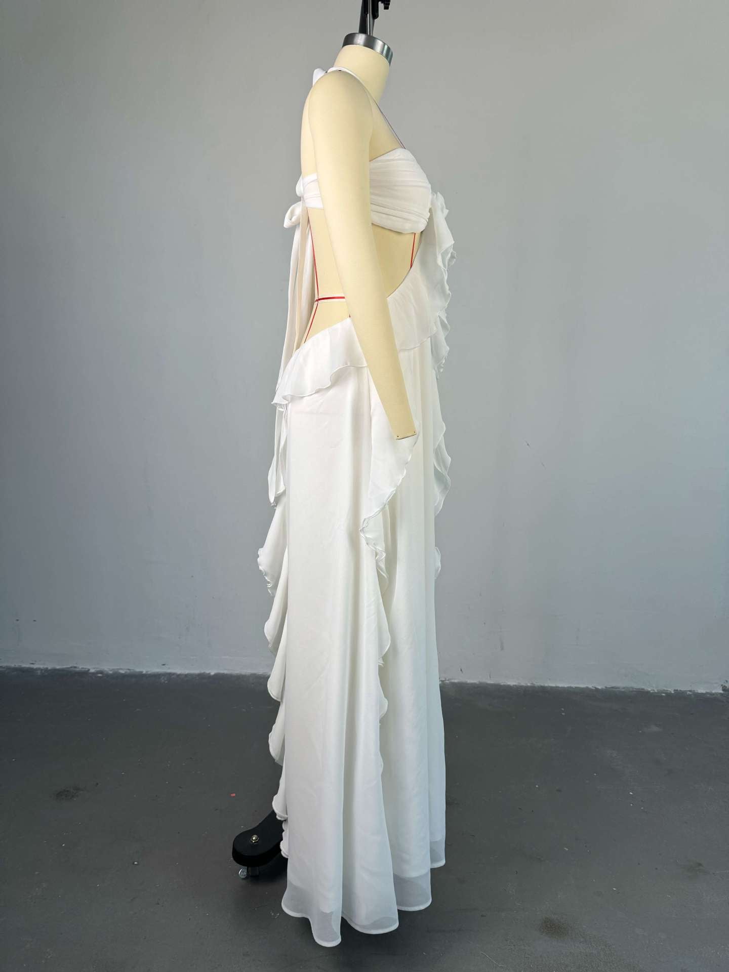 Women's Autumn Halter Neck Chic Strapless Low Back Long Dress 10