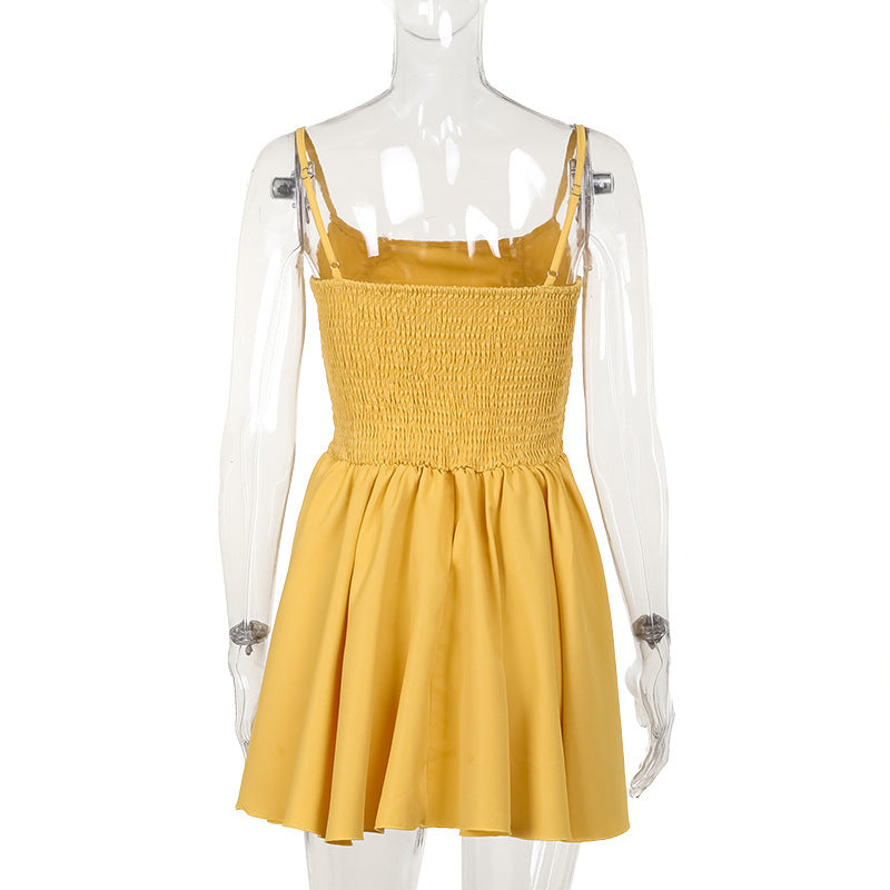 Women summer lace suspender puffy dress 9