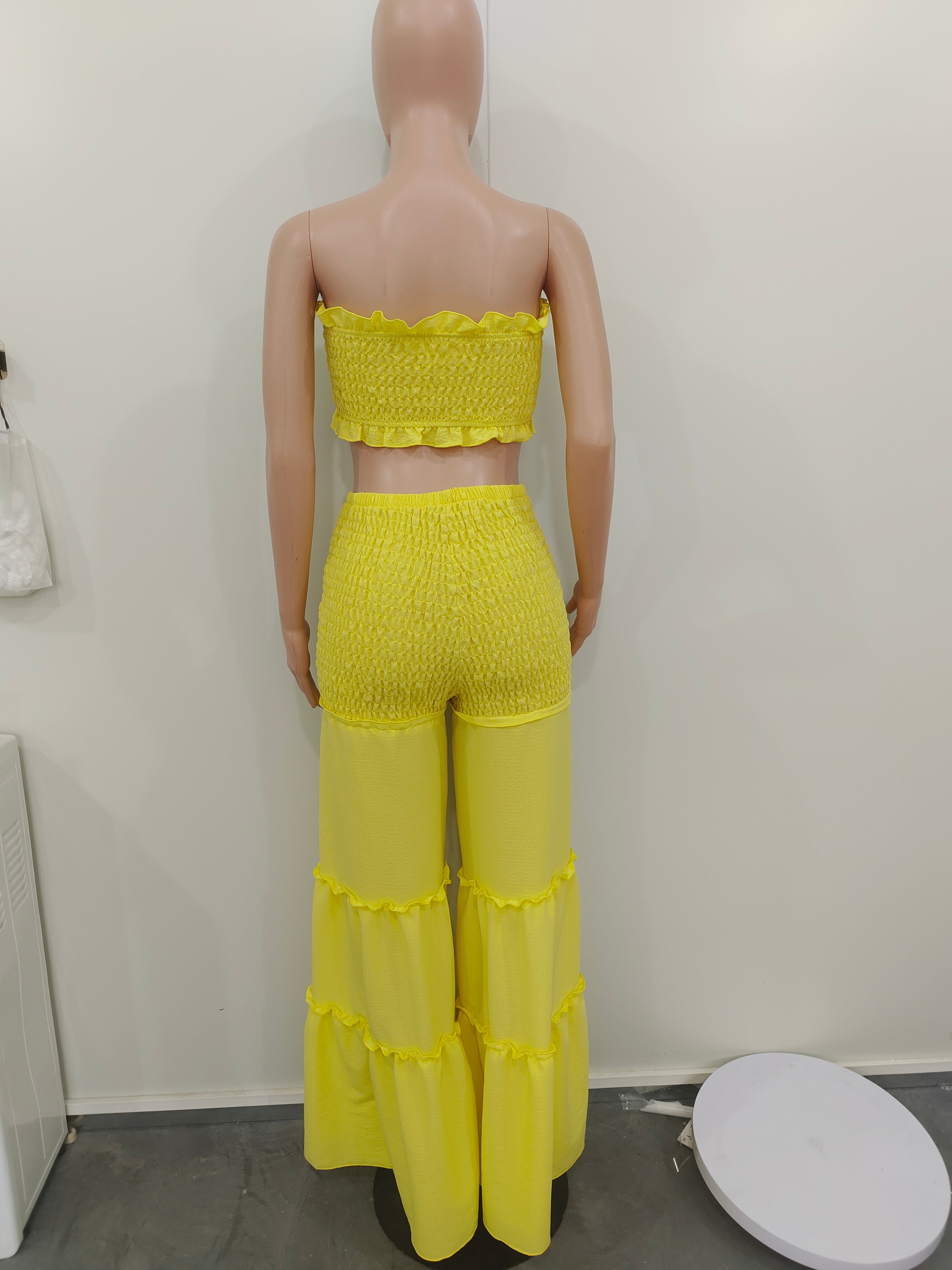 Ruffle Strapless Sexy Two-Piece Pants Set 11