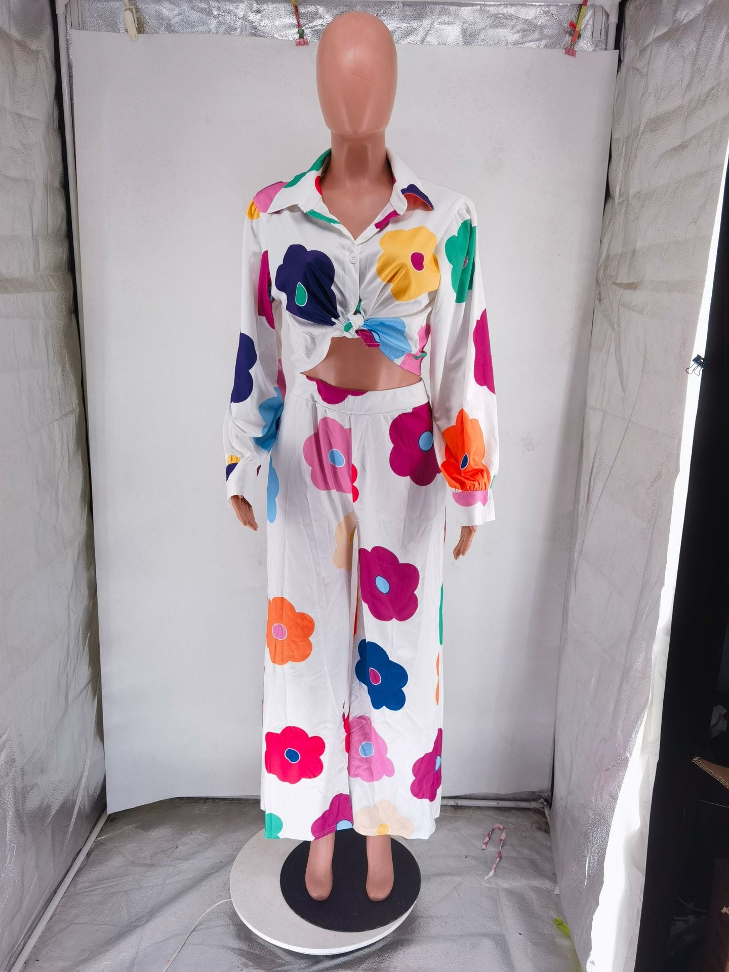 Women's Fashion Casual Digital Printing Floral Pants Two-Piece Set 11