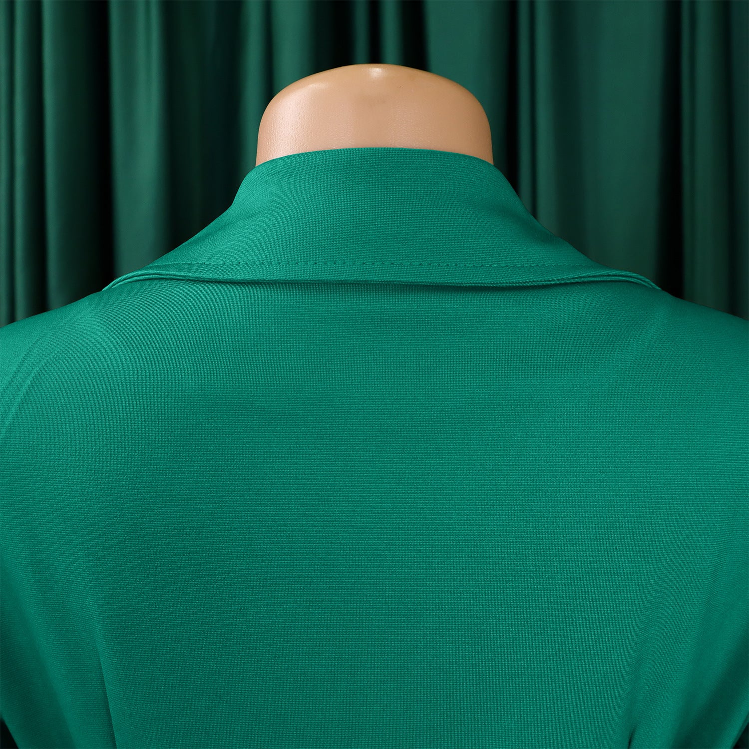 Plus Size Women Summer Short Sleeve Turndown Collar Lace-Up Solid African Dress 15