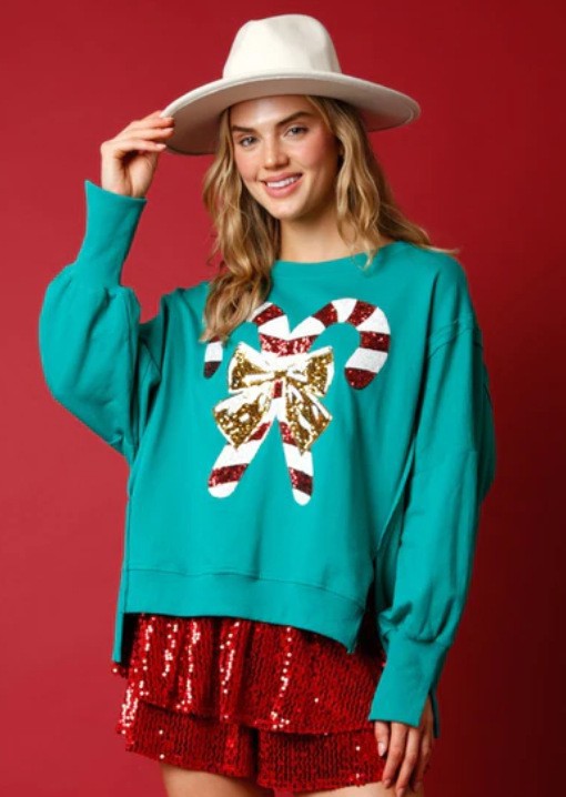 Autumn And Winter Women's Christmas Sequined Long Sleeve Pullover T-Shirt 6