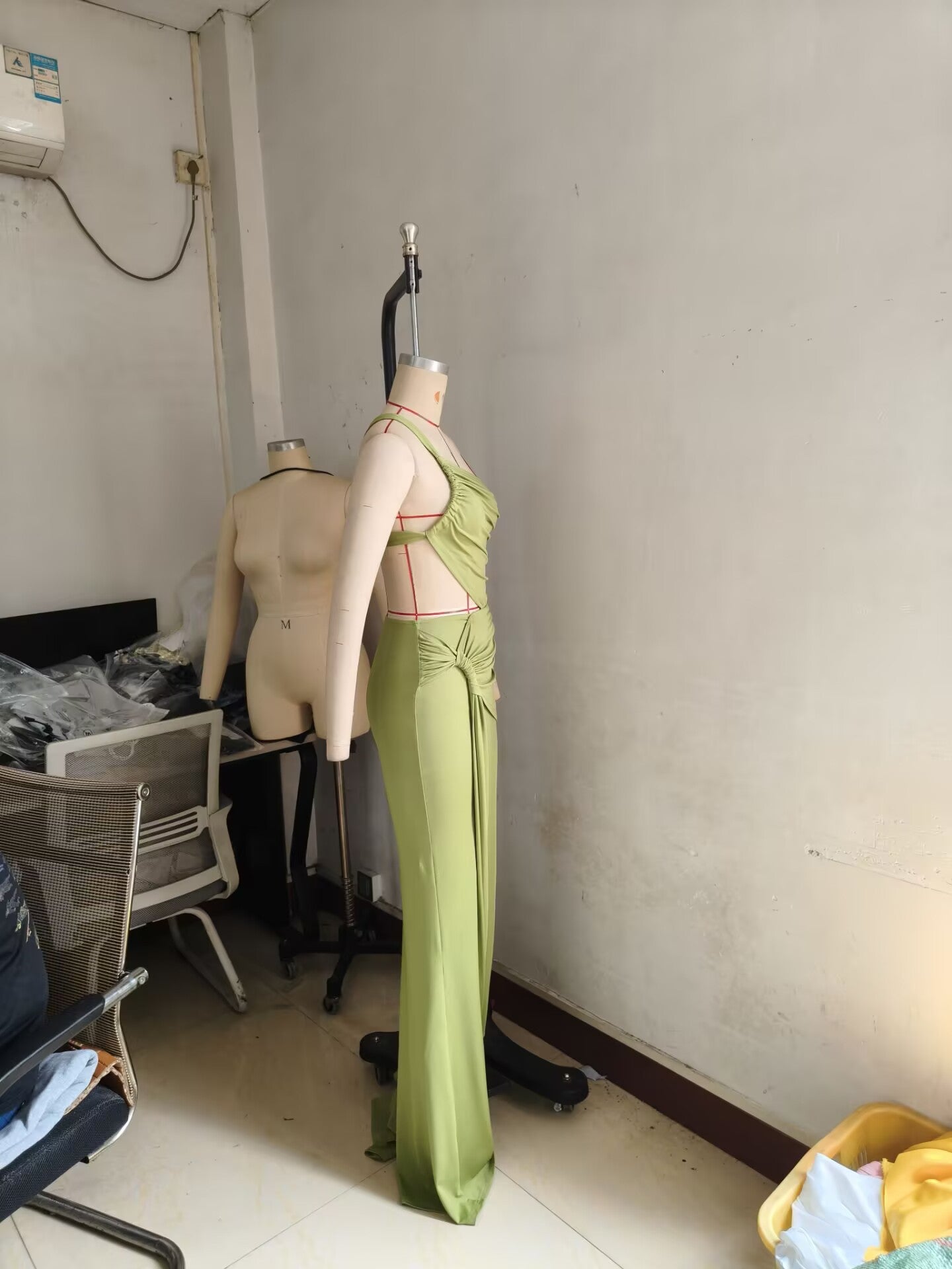 Women Solid Maxi Dress One Shoulder Pleated Dress 12