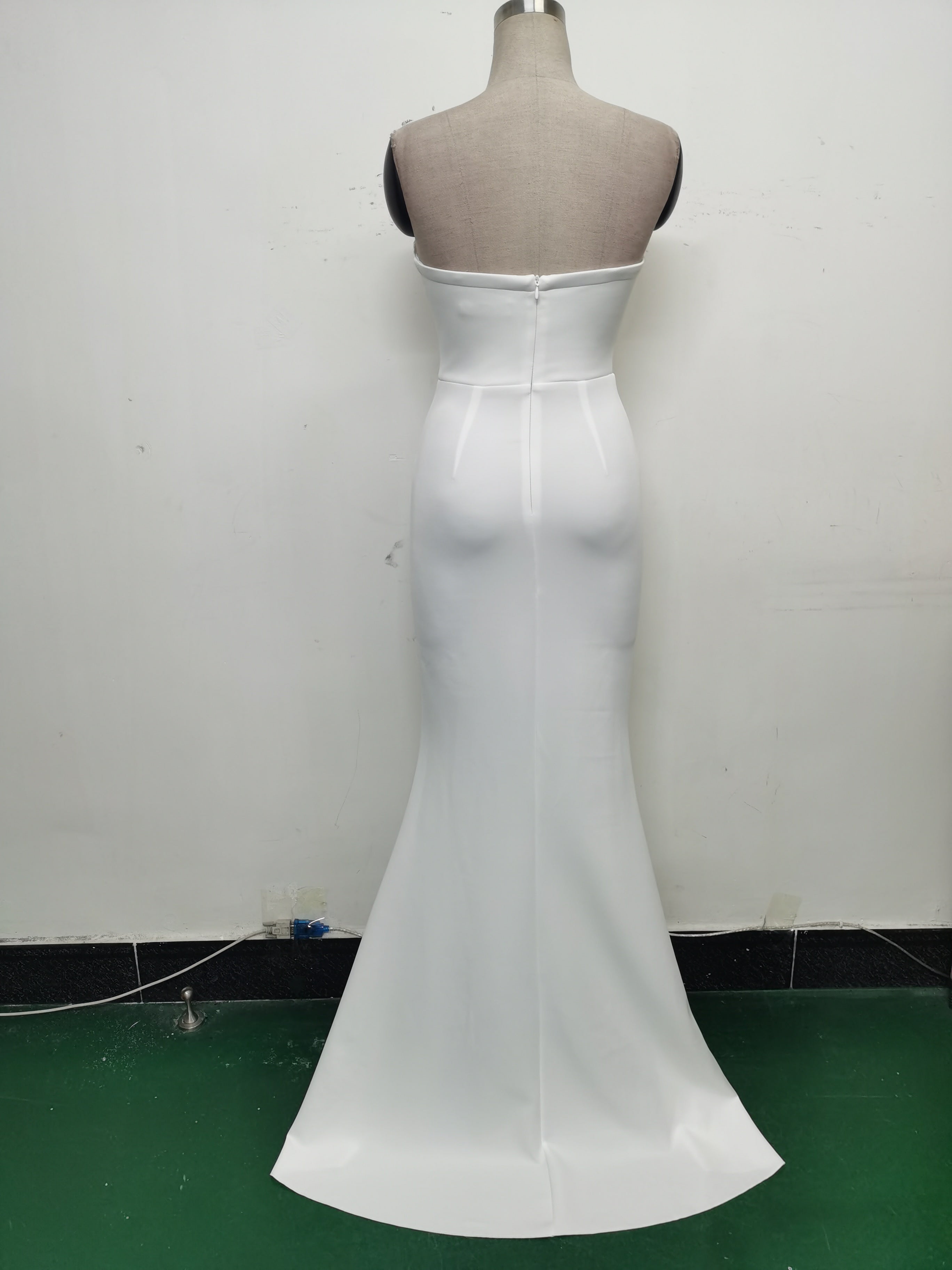 Elegant Fishbone Strapless Slim Waist Slit Evening Dress 12