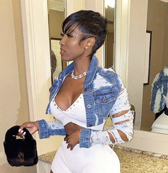 Sexy Ripped Short Denim Jacket 3