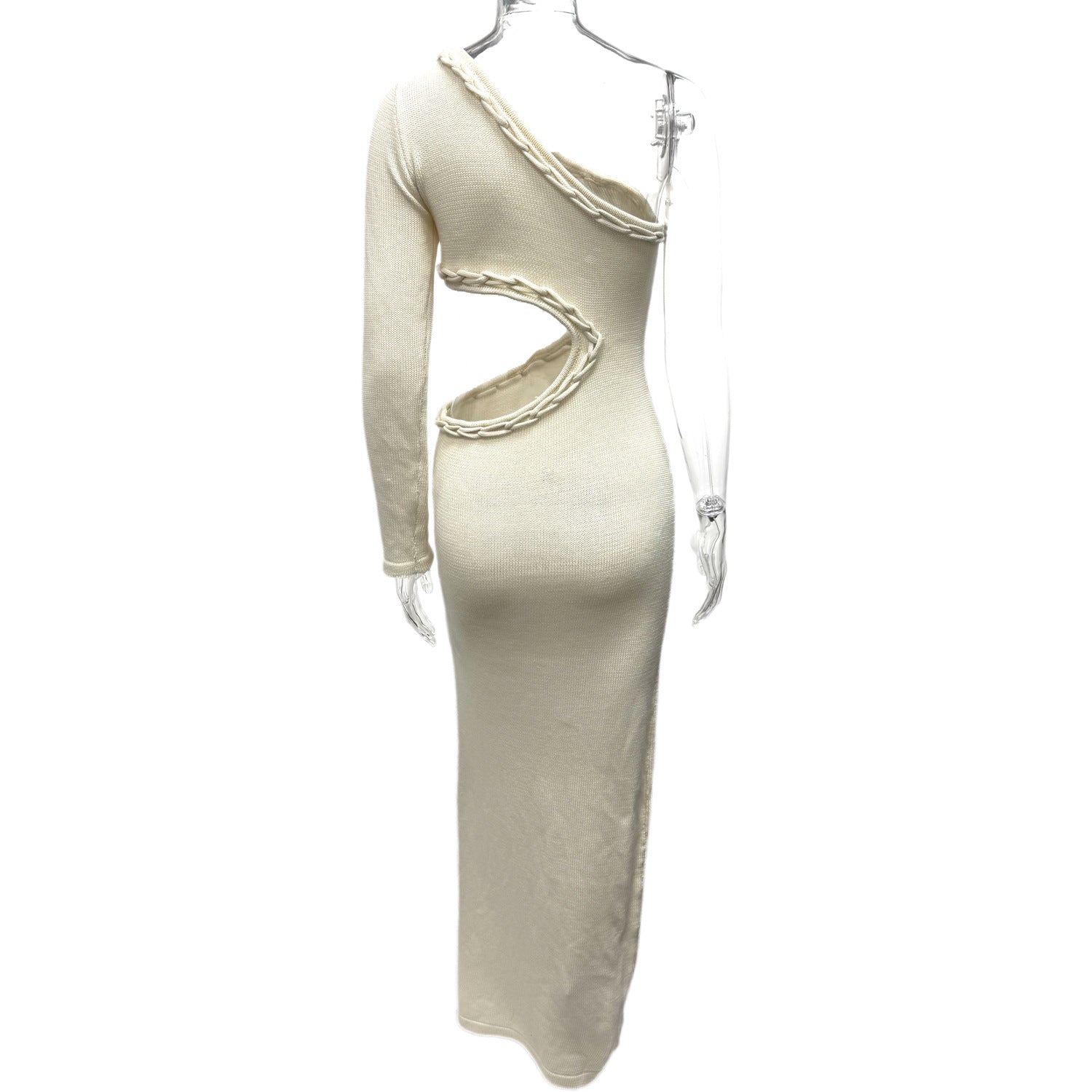 Summer Sexy Open Waist Slit Trendy Single Sleeve Knitted Dress 9