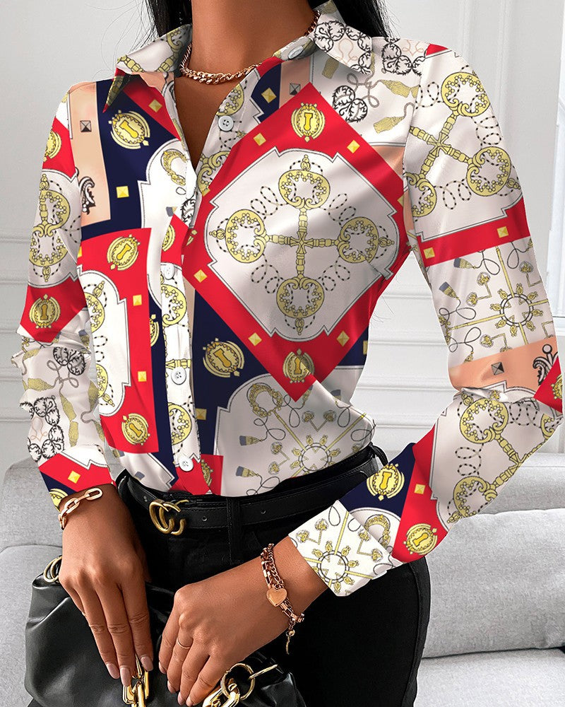 Women long-sleeved elegant printed shirt 20