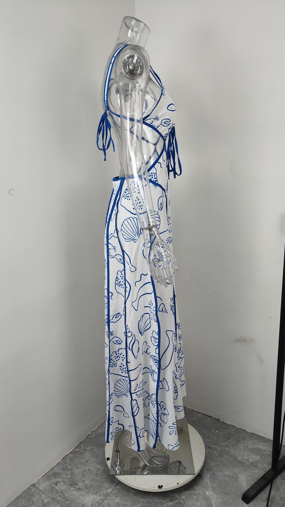 Women French style printed casual lace sexy dress 9