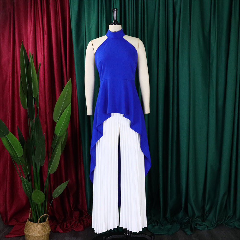 Women Sleeveless Irregular Top and Wide-leg Pants Two-Piece Set 54