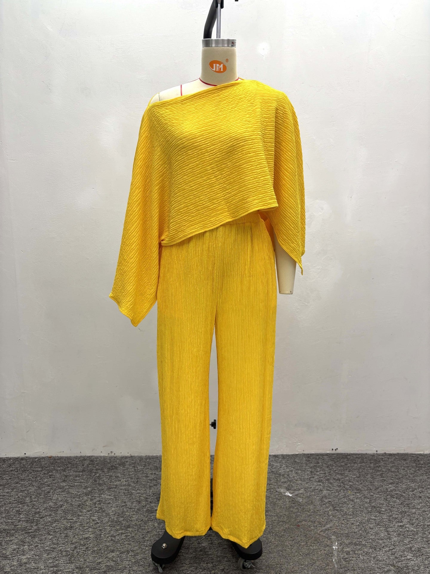 Women's Pleated Slash Shoulder Top and Pants Africa Chic Set 19