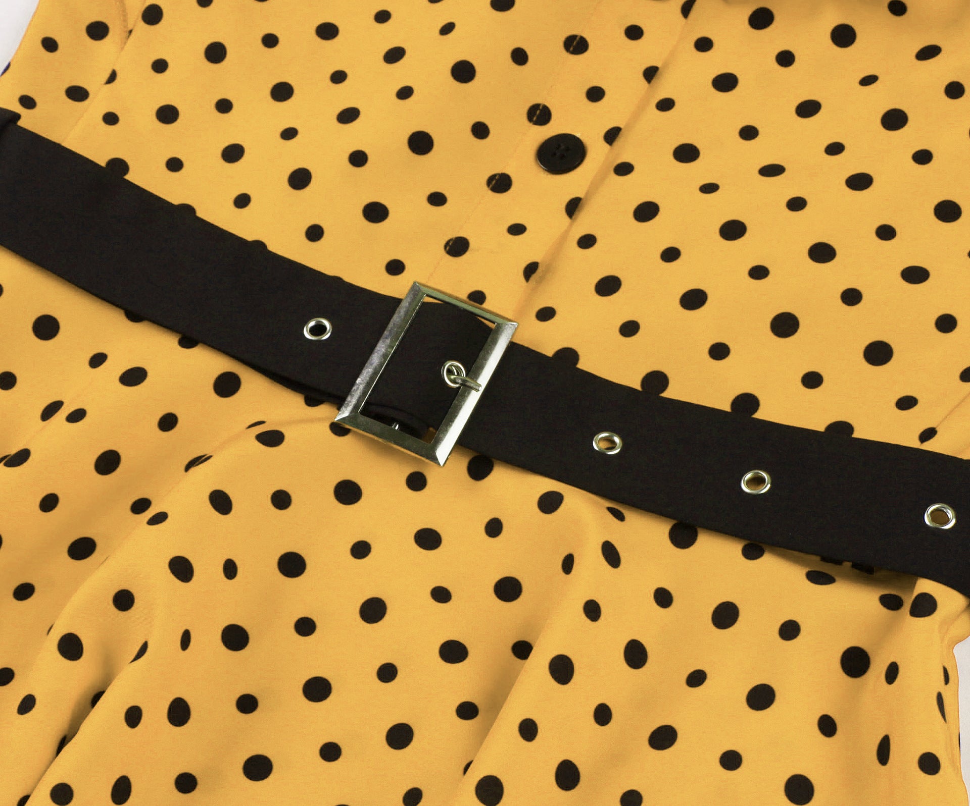 Women's Short-Sleeve Round Neck Knee-Length Retro Polka Dot A-line Dress 18