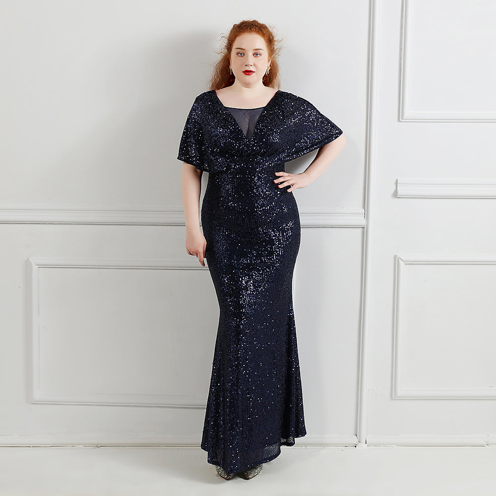 Spring and Summer Plus-Size Long Sequin Formal Party Evening Dress 8
