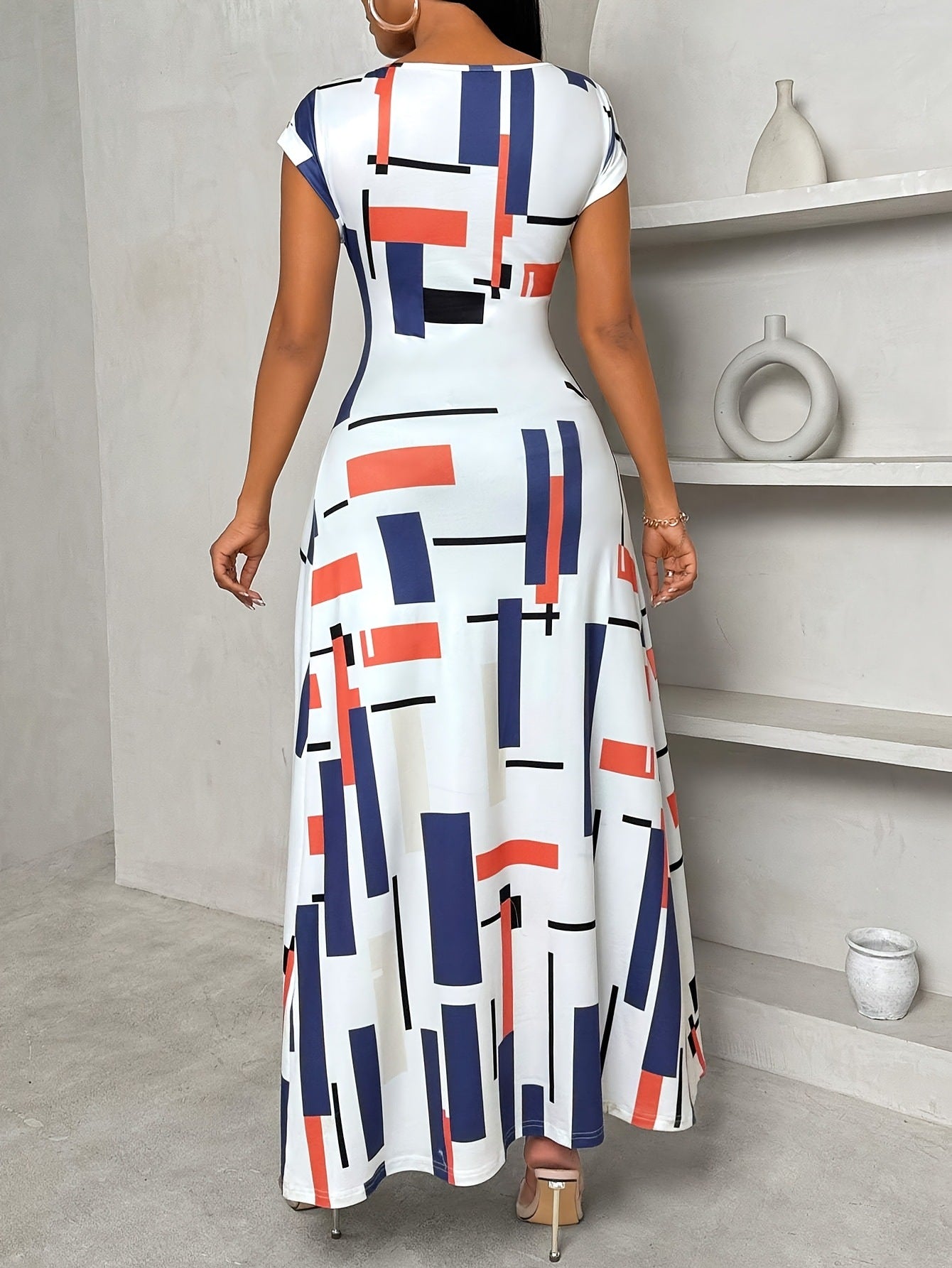 Casual Printed Short Sleeve slit Dress