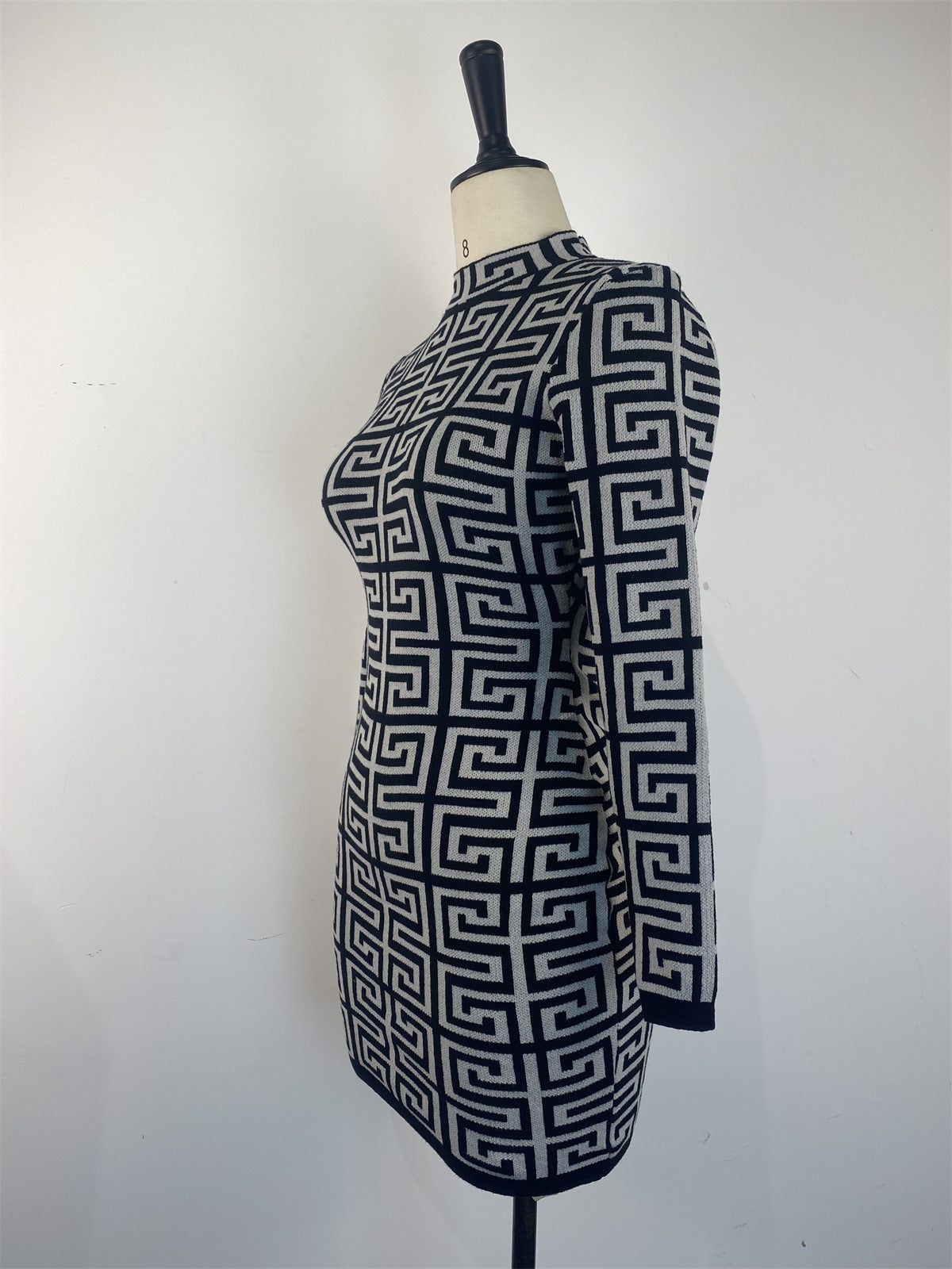 Womens Long Sleeve Printed Bodycon Dress 8