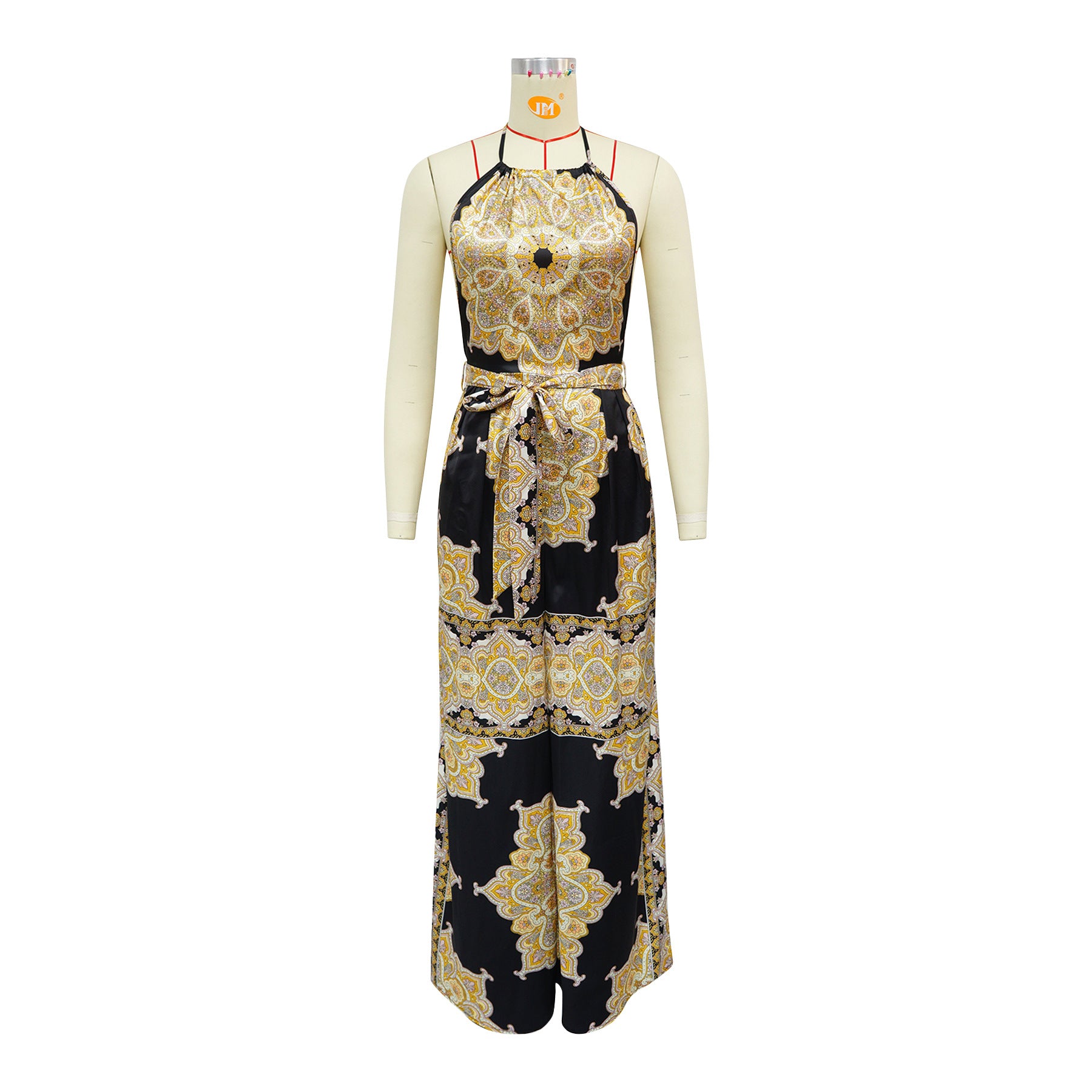 Women Summer Printed Sexy Backless Sleeveless Jumpsuit 4