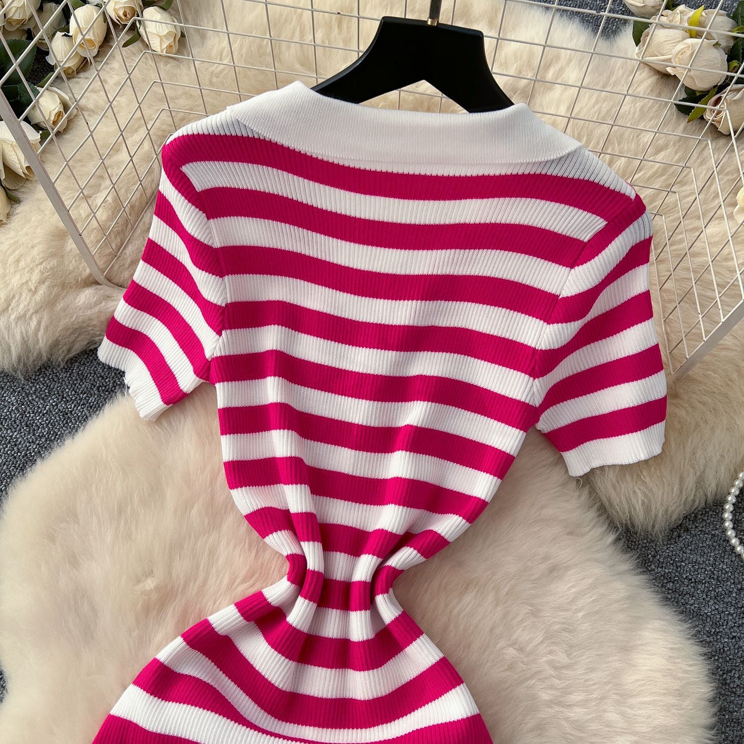 Women Metal Button Slit Knitting Dress 21