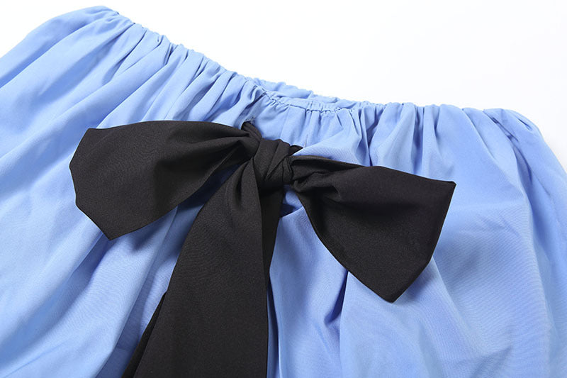 Autumn Women's Fashion High Neck Color Block Sexy Crop Top Short Skirt Set 16