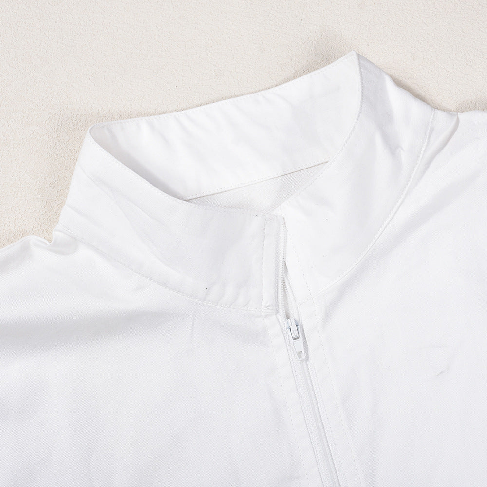 Summer Loose Zipper Printed Stand Collar Short-Sleeved Dress For Women 8