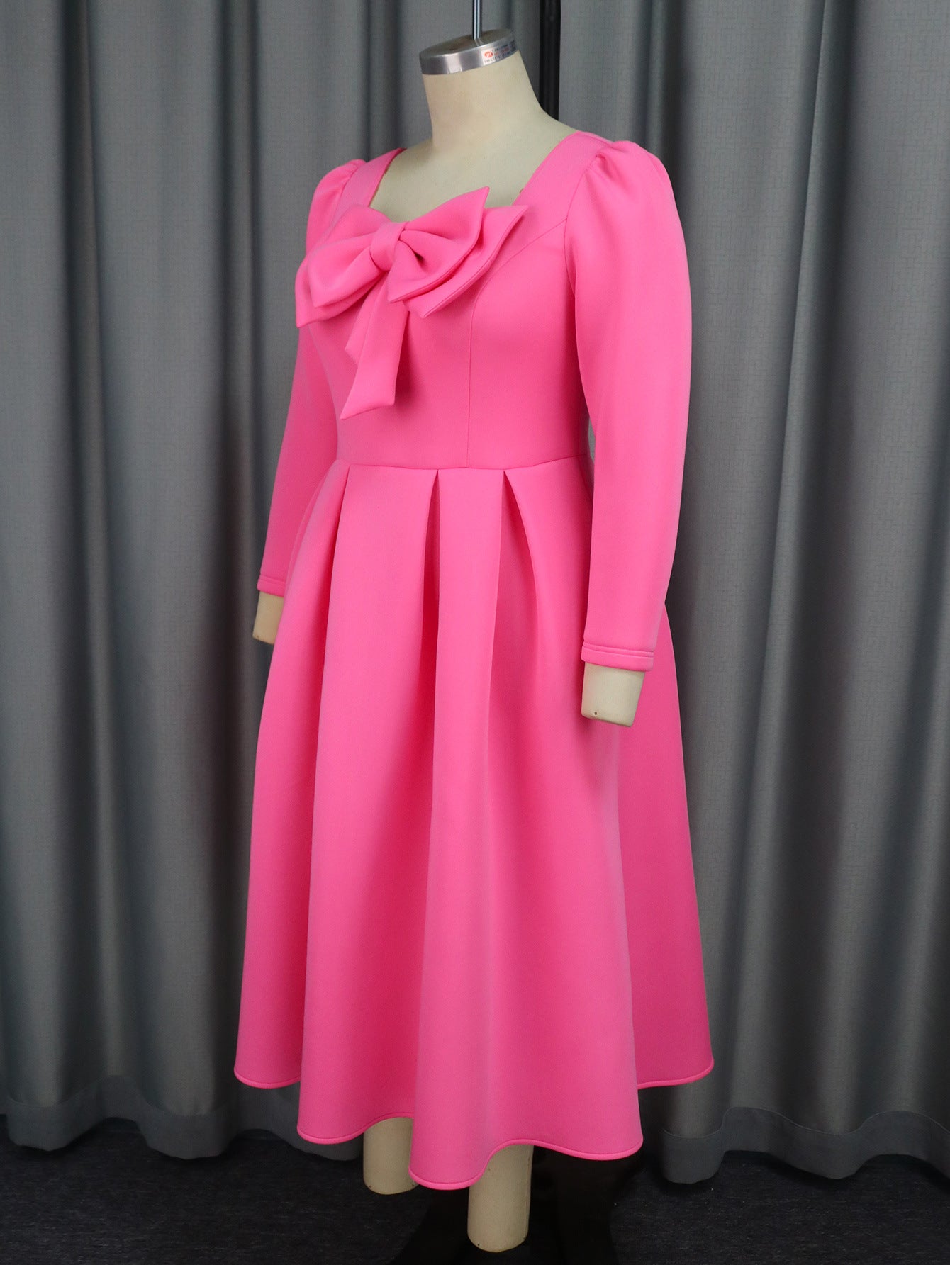 Fashion Chic Square Neck Dress Bow A-Line Formal Party Dress 4