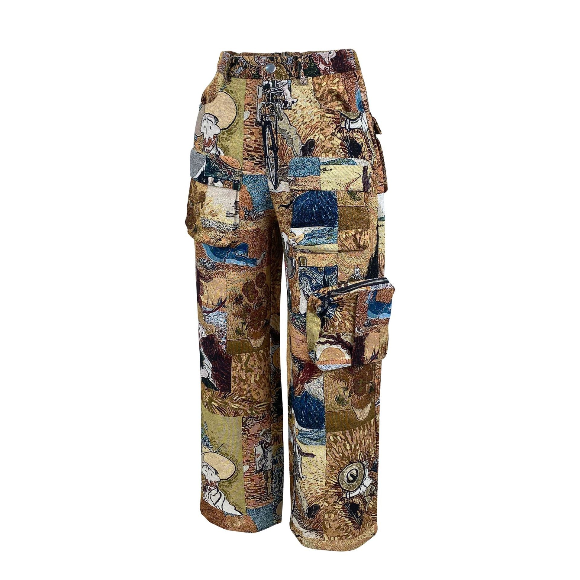 Casual Women's Fashion Trend Jacquard Multi-Pocket Cargo Pants 18