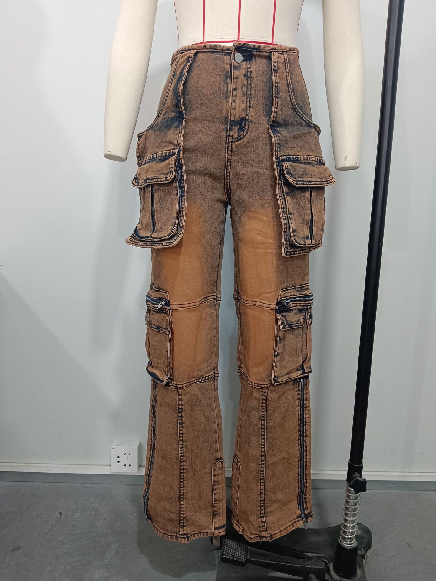 Stylish Casual Patchwork Multi-Pocket Denim Pants 22