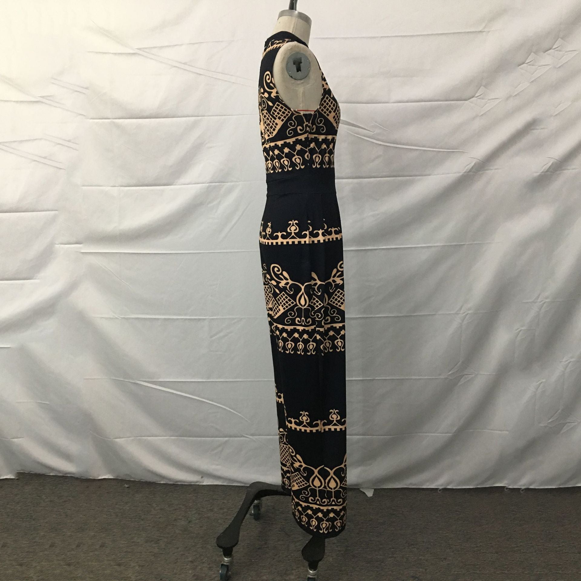 Spring Casual Trousers Slim Fit Printed Sleeveless Women's Jumpsuit 21