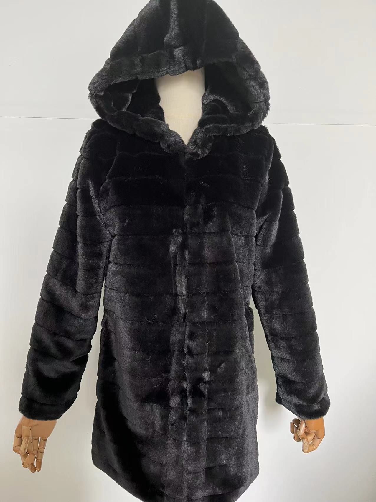 Fur Autumn Winter Faux Fur Long Hooded Fur Coat Women'S Coats 20