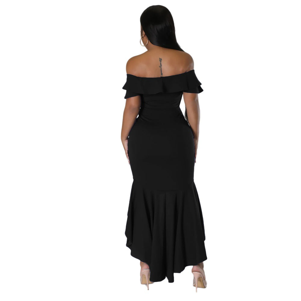Women Summer Off Shoulder Ruffle Trim Dress 8