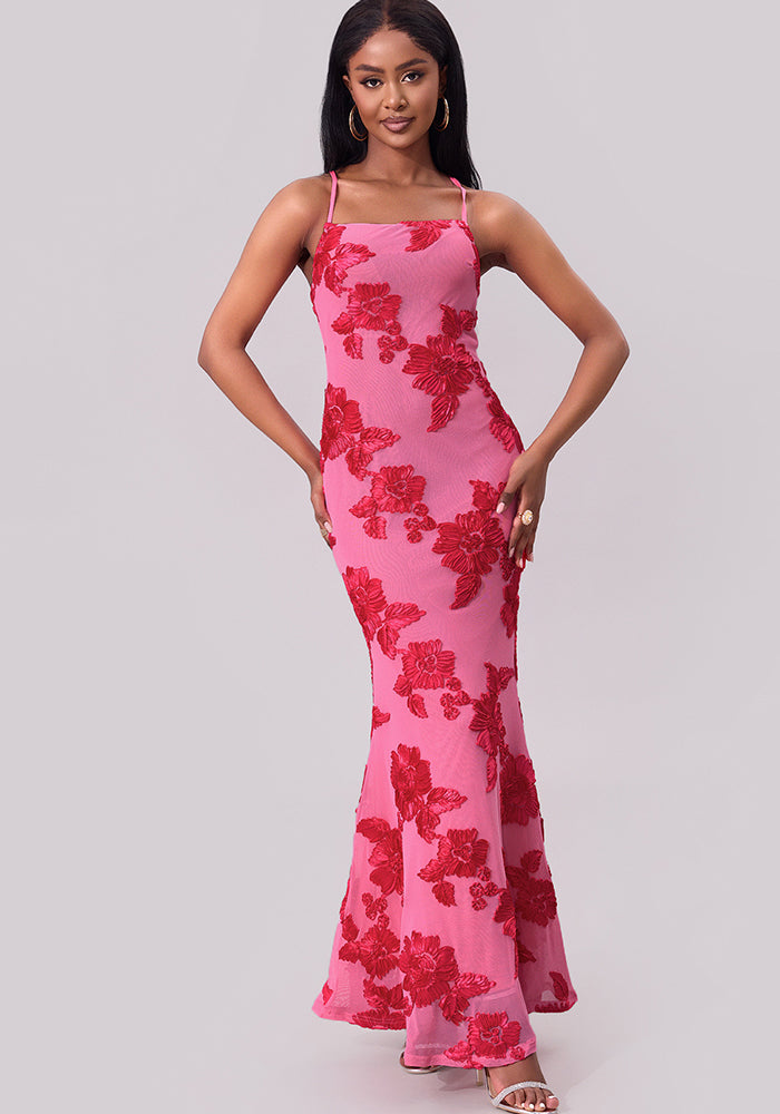 summer Fashionable sexy floral strap bodycon long dress
