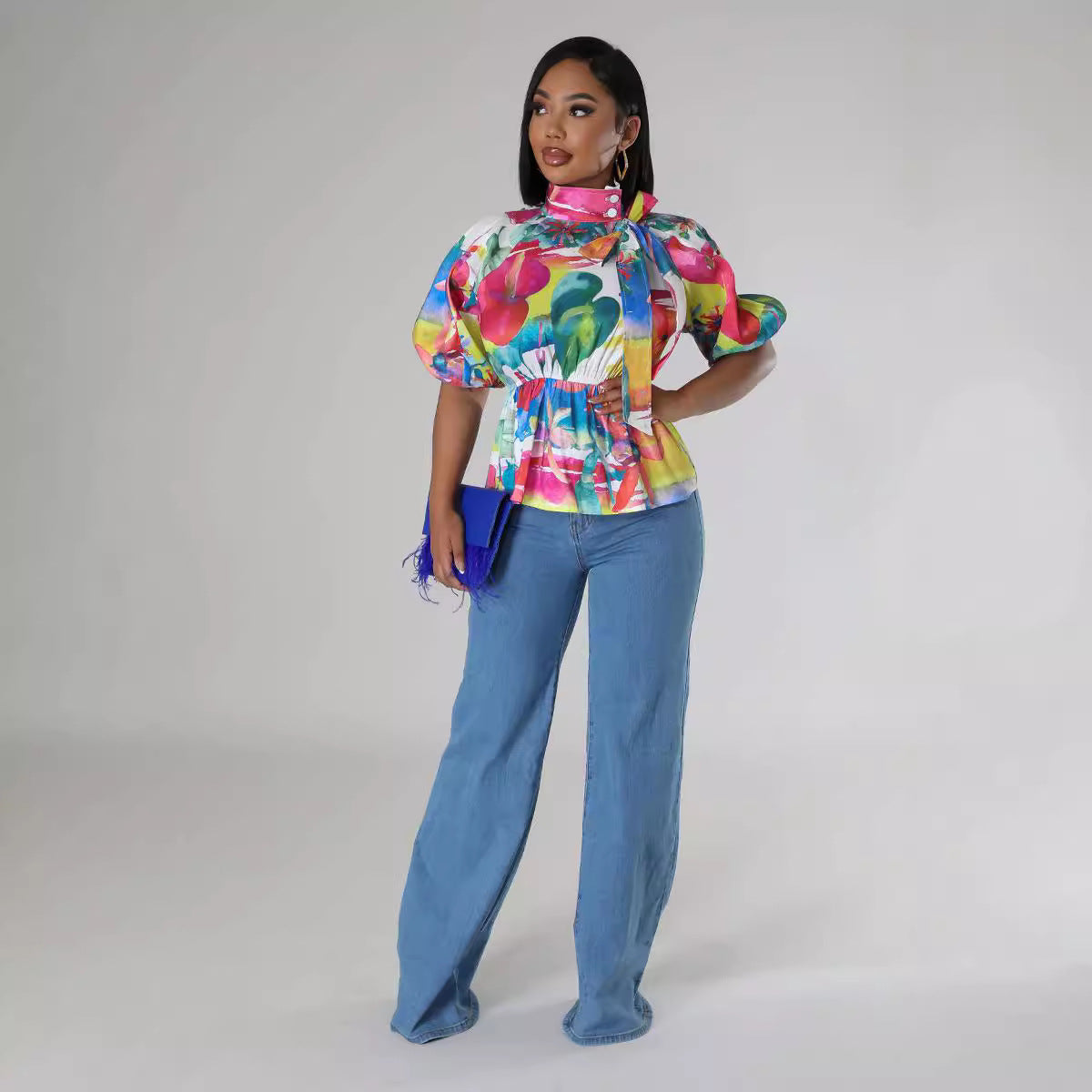 Women Casual printed shirt outfit 3