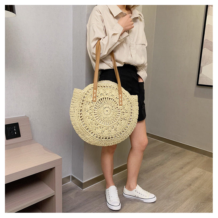 Fashion Straw Bag Shoulder Women's Bag Beach Holidays Bag Large Capacity Tote Bag 22