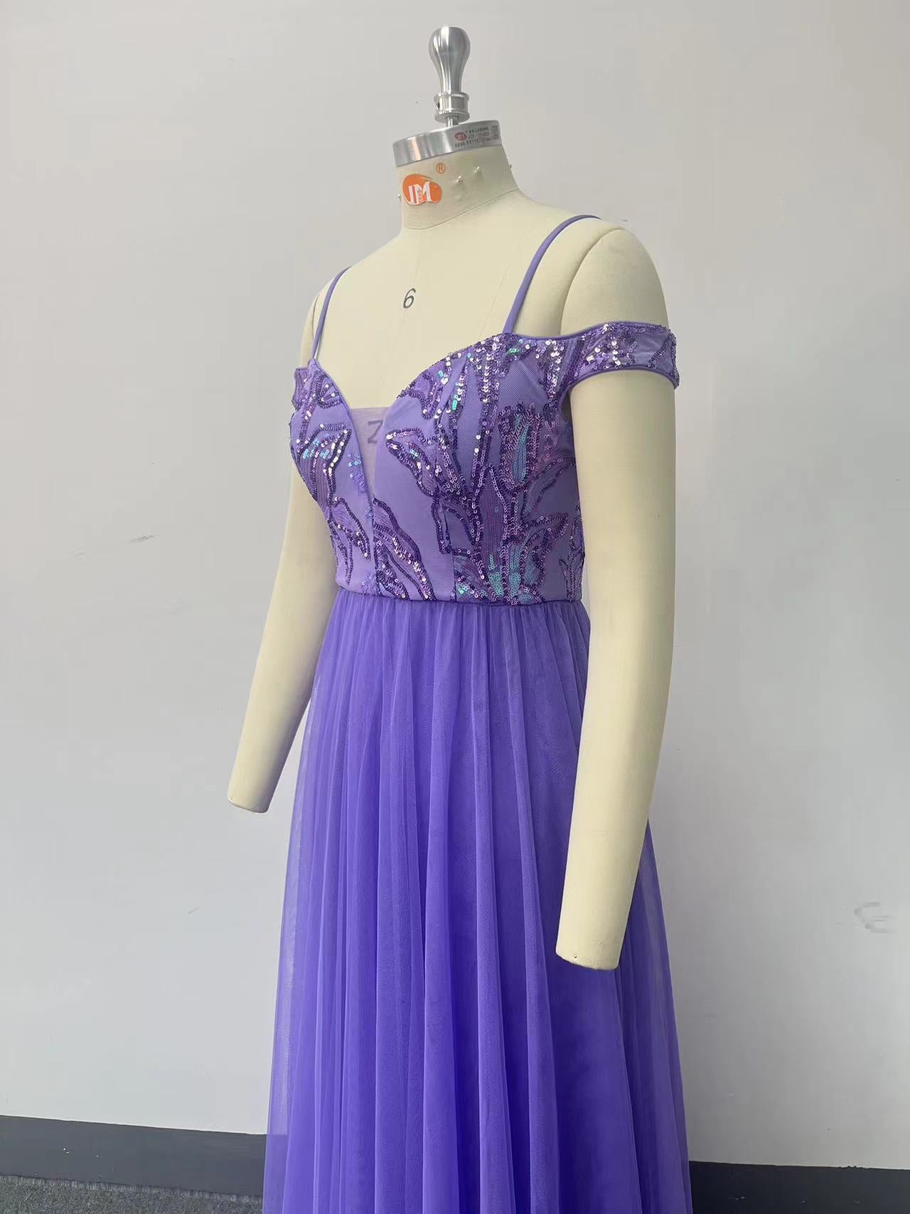 Off-Shoulder Straps Sequin Mesh Patchwork Elegant Party Dress 19