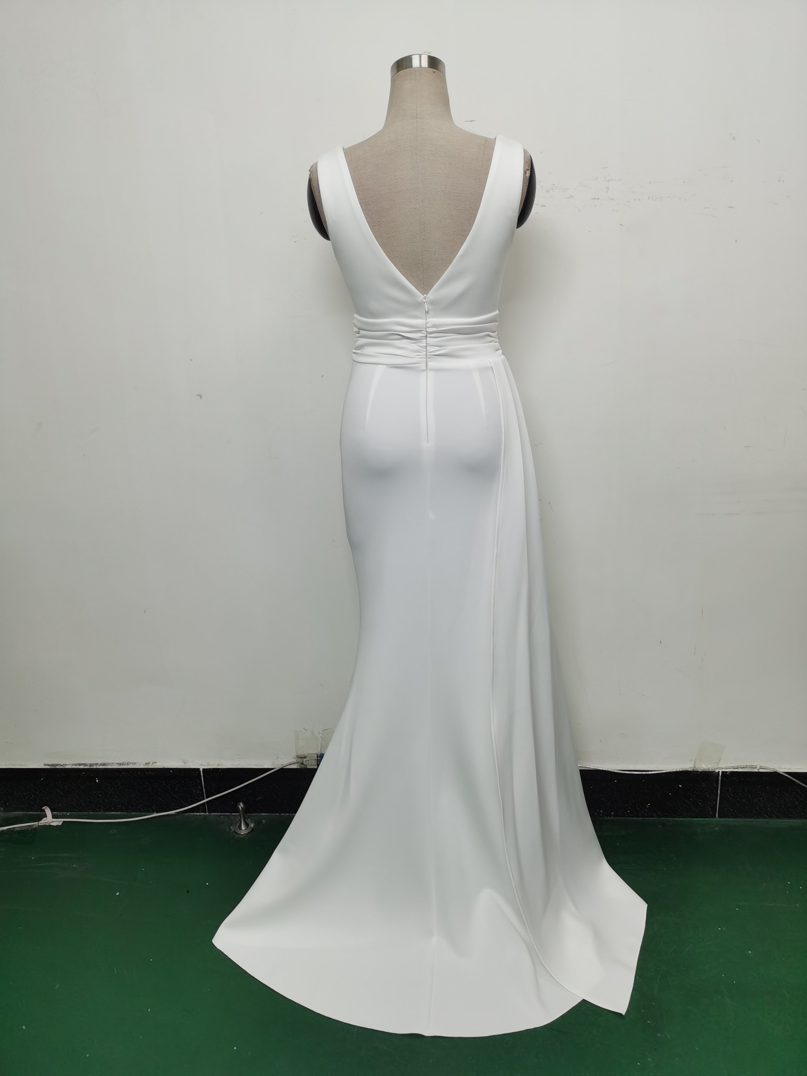 Women Pleated Satin Evening Dress 27