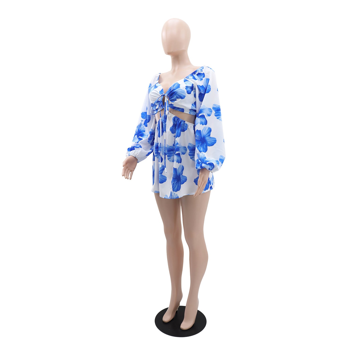 Women Holidays Drawstring Printed Long Sleeve Dress 5