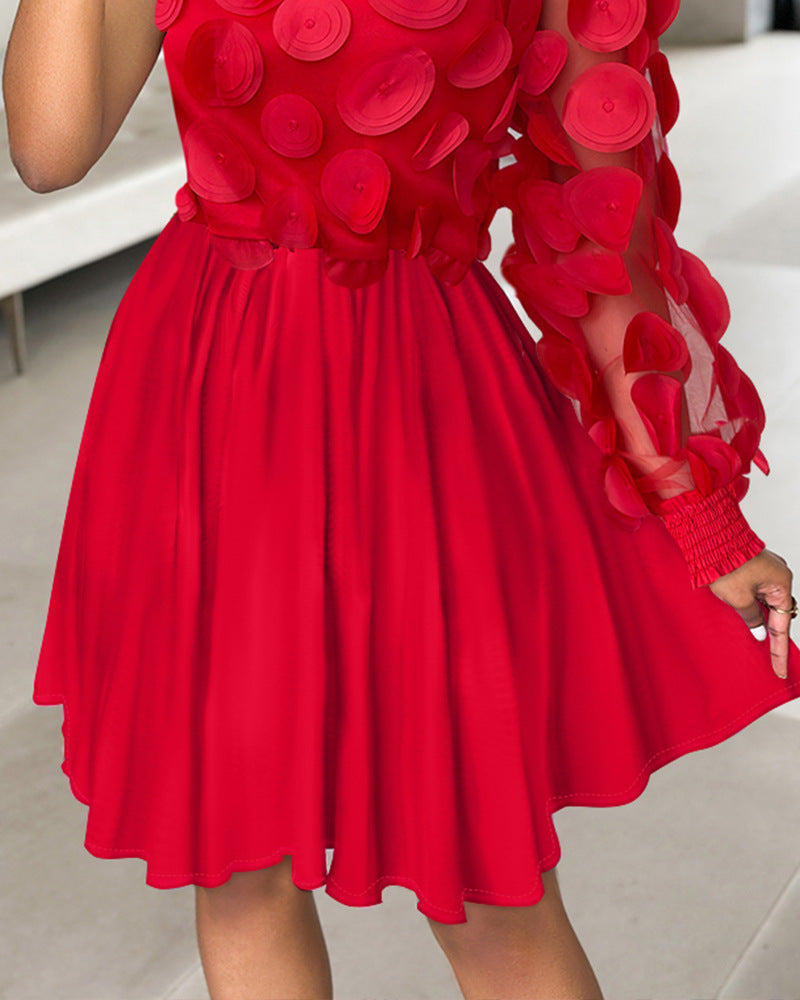 Women's Fashion Mesh Patchwork One Shoulder Dress 5