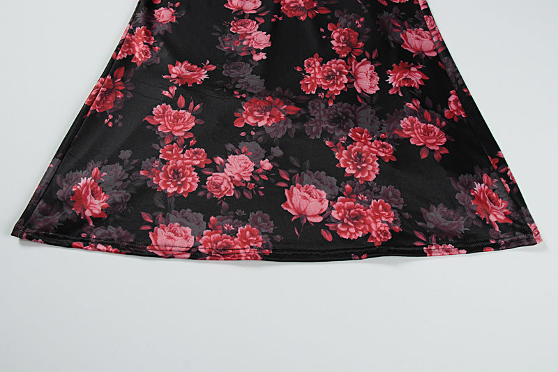 Summer Women's Fashion Floral Low-Cut Tight Fitting Slim Waist Strap Dress 12