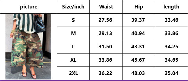 Women's Street Trendy Fashion Casual Camouflage Cargo Style Loose Wide-Leg Pants 8