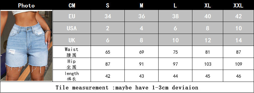 Women Summer Stretchy Ripped Casual Denim Shorts 7