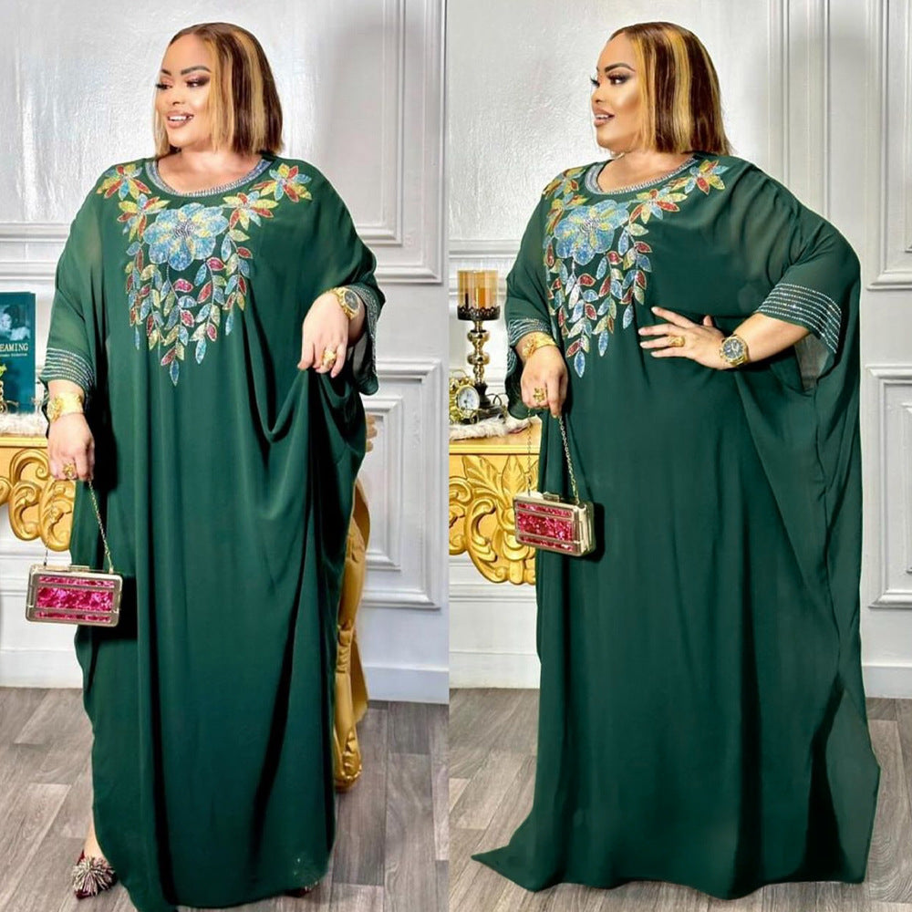 Muslim Robe Plus Size Women's African Two-Piece Dress Set