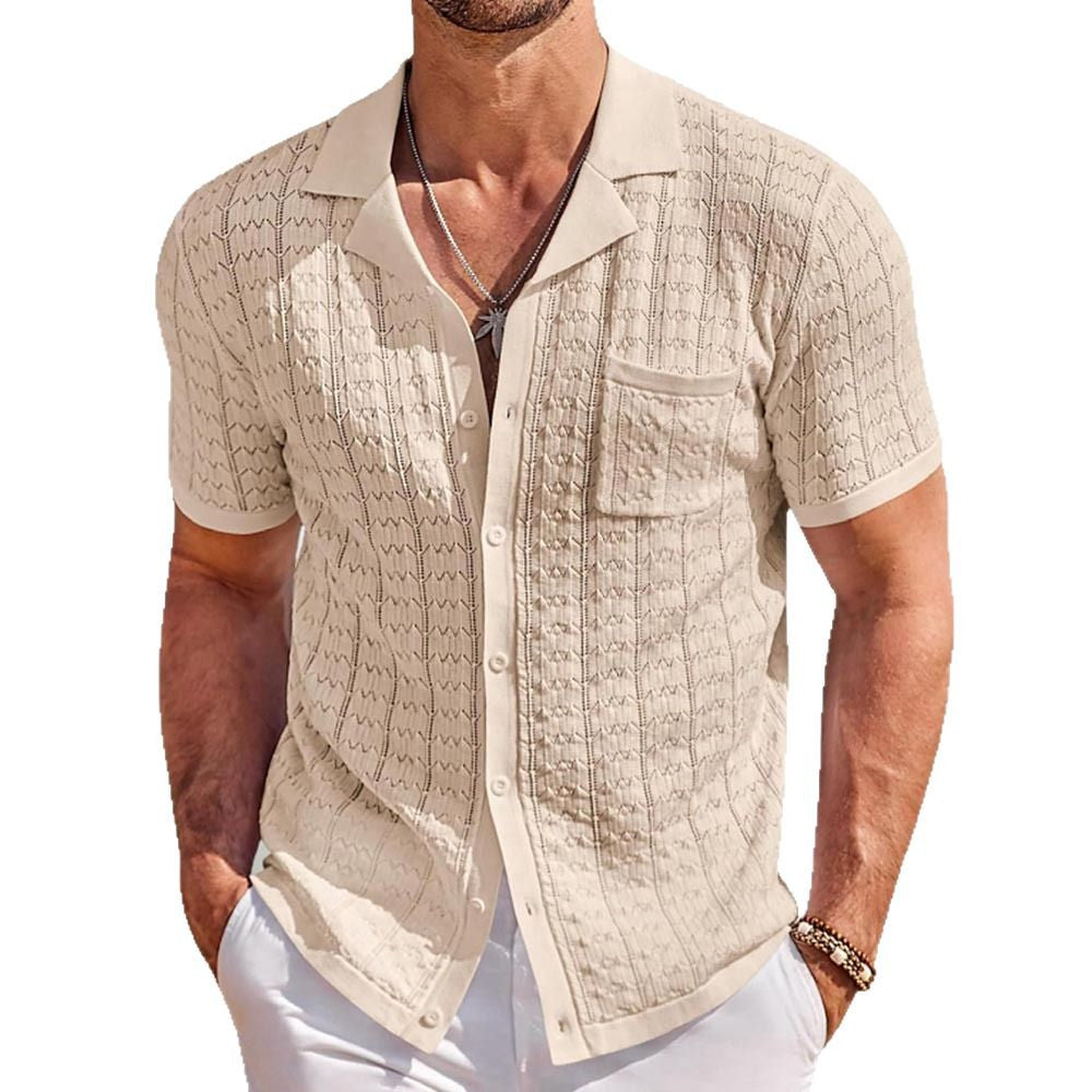 Men's Summer Short Sleeve Turndown Collar Knitting Polo Shirt Casual Top 8