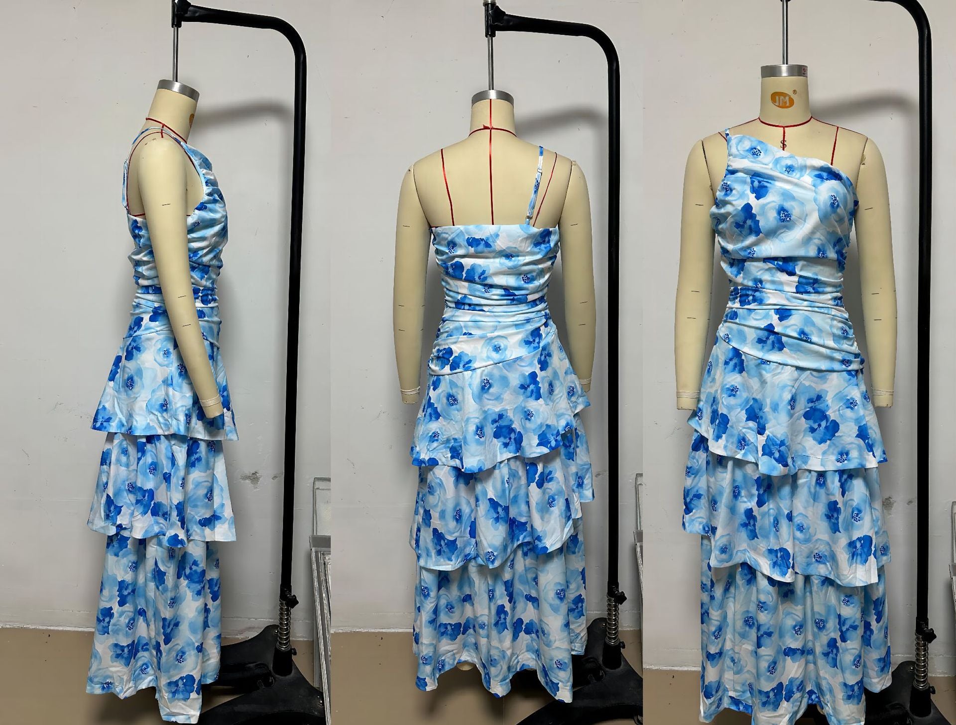 Women Summer One-shoulder strap print dress 8