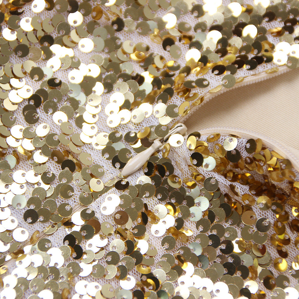 Women Sequin Formal Party One-shoulder Dress 17