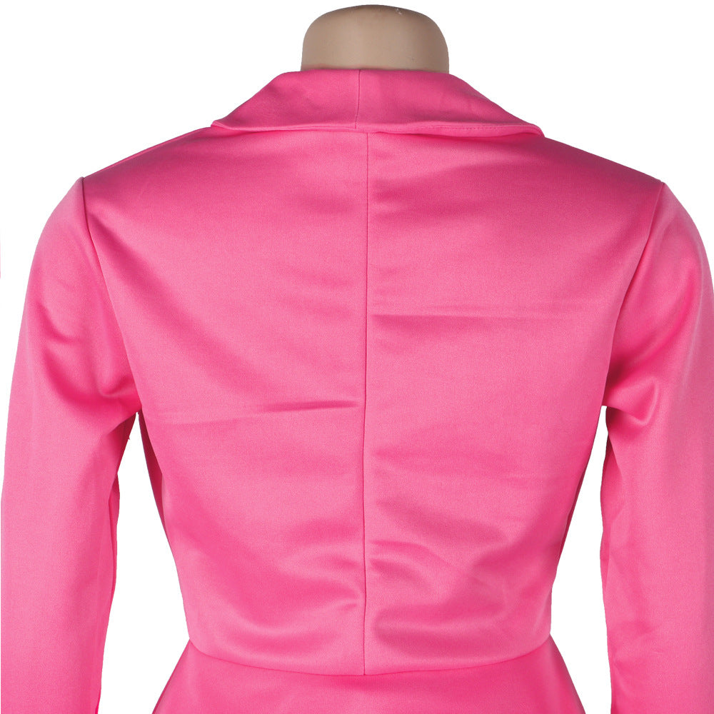 Sexy Women's Solid Color V-Neck Two-Piece Pants Set 30