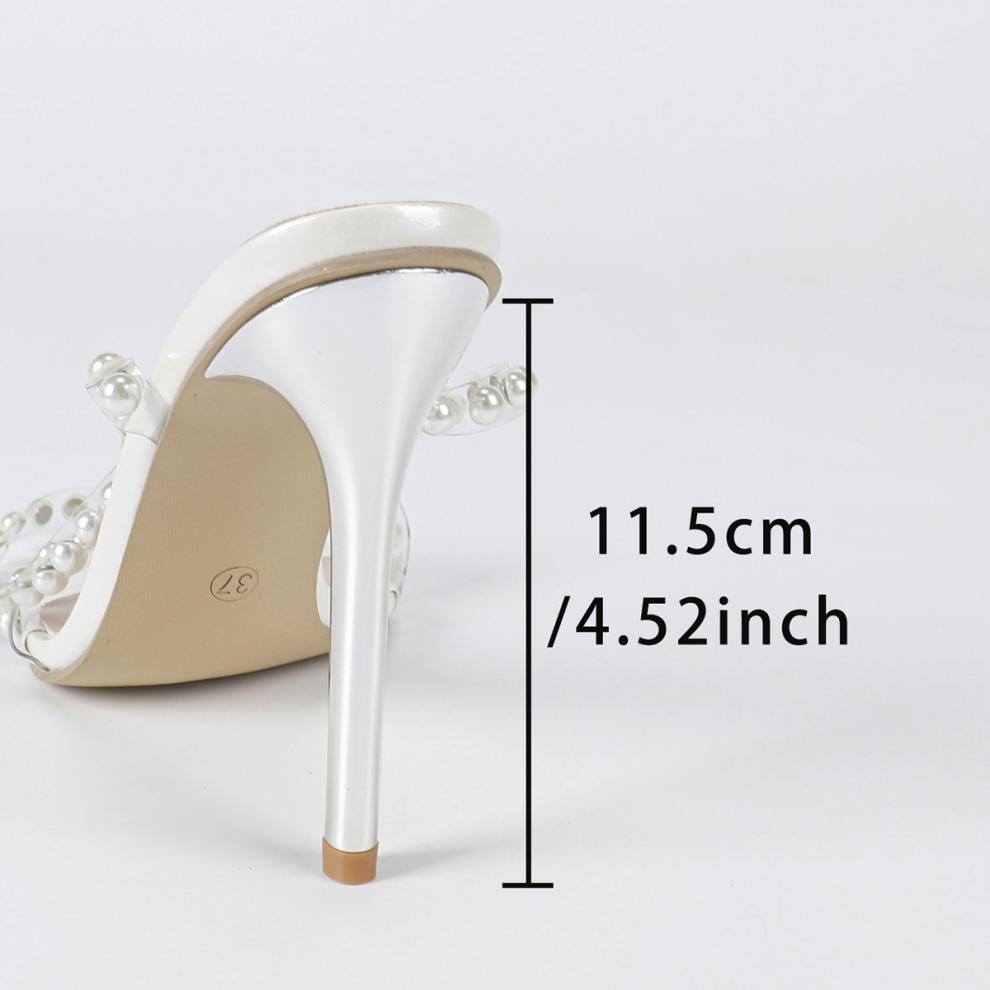 Women Summer Pearl Pointed High-Heeled Sandals 8