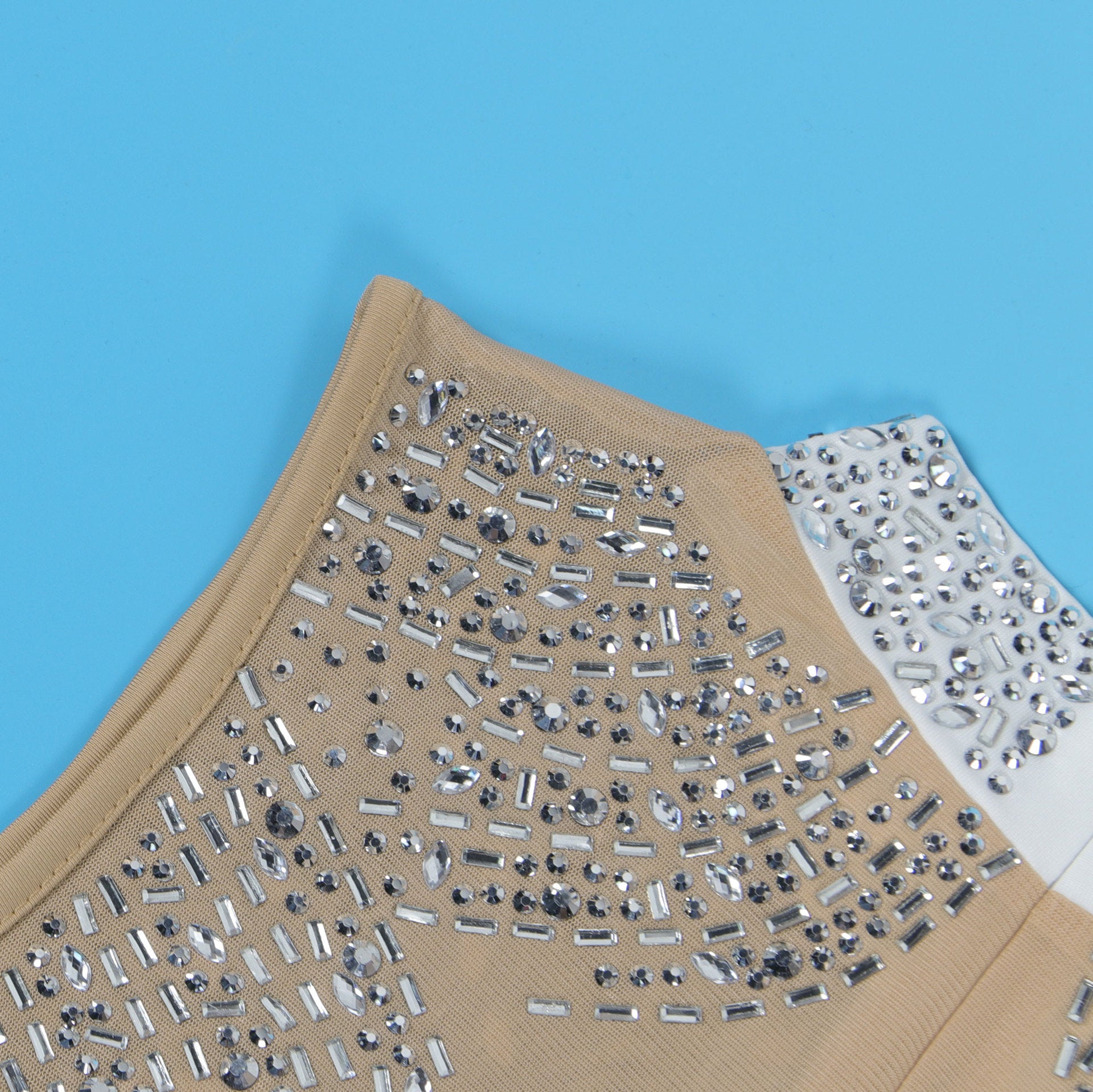 Women Beaded Mesh See-Through Patchwork Sleeveless Slit Dress 30