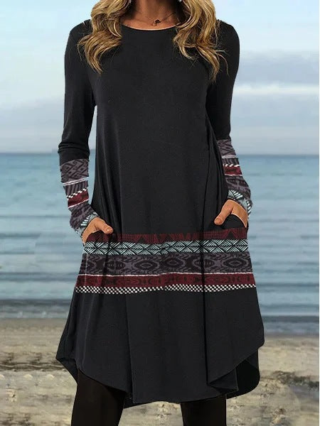 Autumn pocket loose irregular women's long-sleeved dress 23