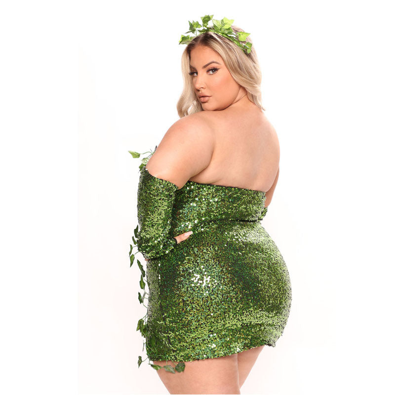 Cosplayer Sequin Green Dress with Gloves 5