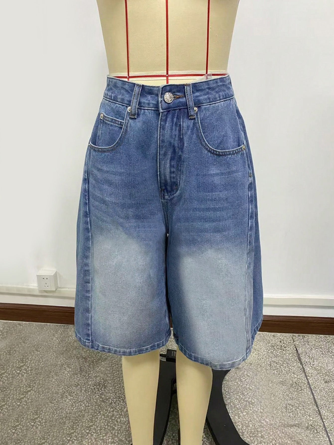 Loose Wide Leg Denim Mid-Length Shorts 6